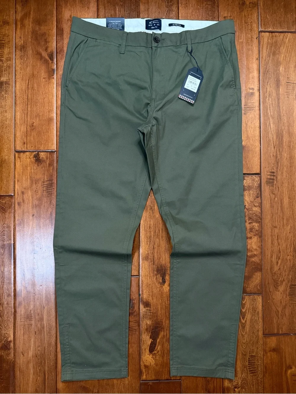 Ben Sherman Olive Green Stretch Chino Pants Men 36x32 Slim Fit